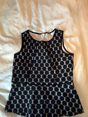 Sleeveless Free People Black and White Geo Peplum Top